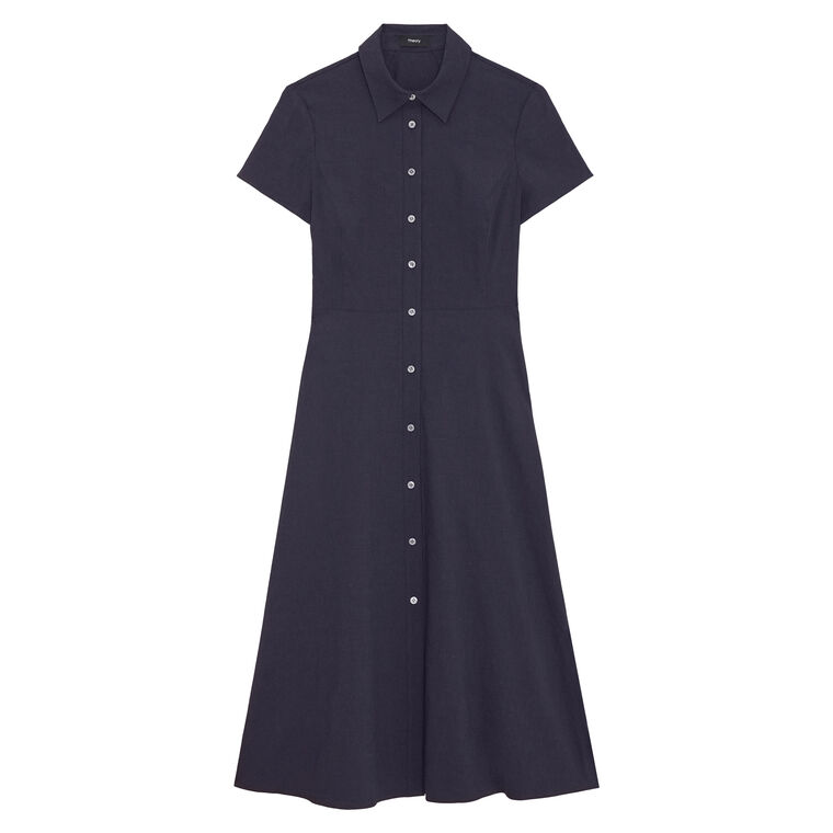 Short Sleeve Button Down Midi Dress In Good Linen image number null
