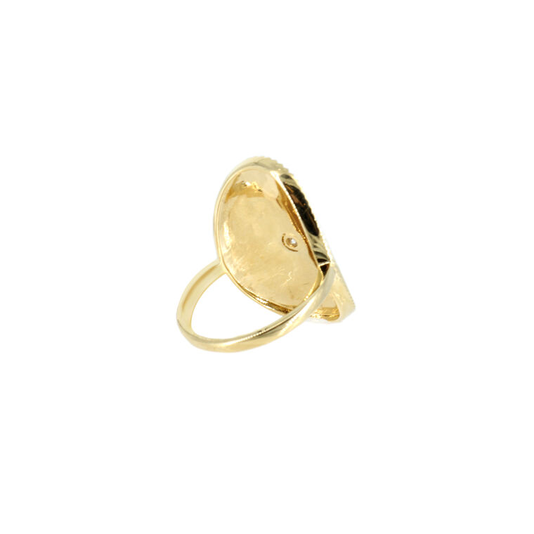 Pleated Oval Ring with Diamond image number null