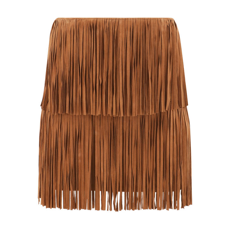 Leanne Suede Fringe Mini Skirt image number null