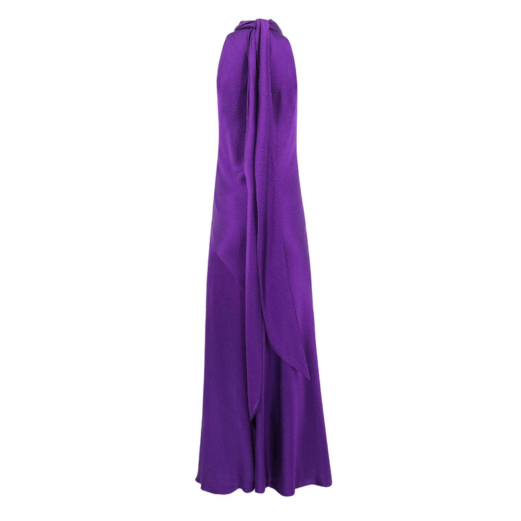 Hammered Satin Halter Neck Gown image number null