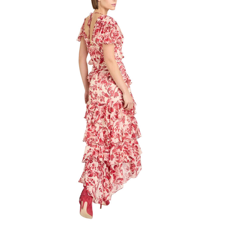 Floral Ribbons Tatum Short Sleeve Midi Dress image number null