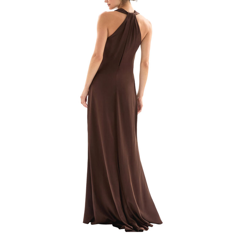 Ava Sleeveless Plunging Neckline Satin Gown image number null