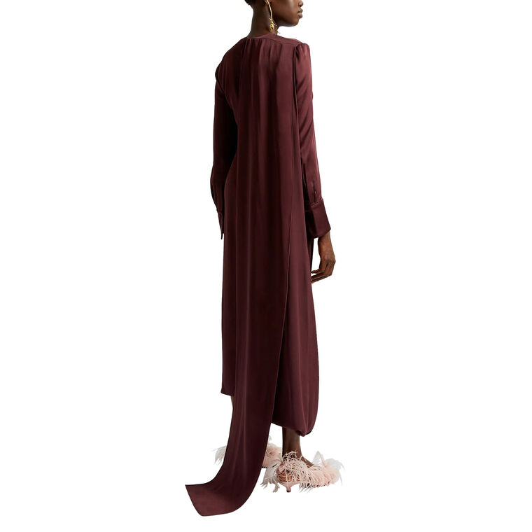 Long Sleeve Draped Scarf Cocktail Dress image number null
