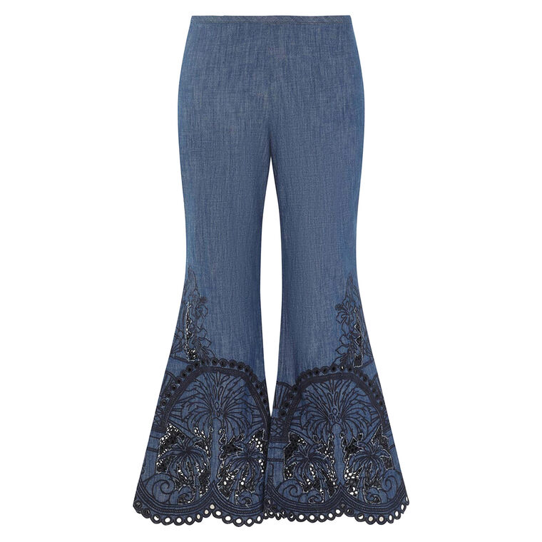 Coco Embroidered Denim Pant image number null