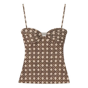 Kauit Printed Mesh Jersey Bralette Top With Hardware Detail