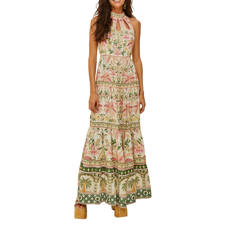 Palm Tree Eyelet Midi Dress image number null