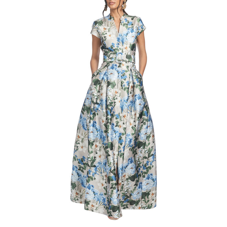 Marta Short Sleeve Belted Gown image number null