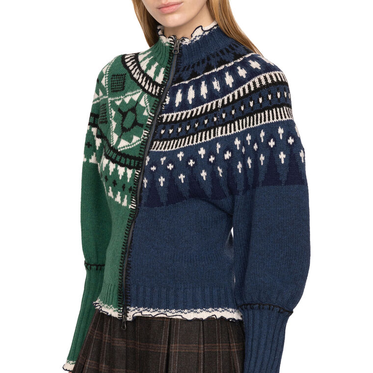 Linea Fair Isle Long Sleeve Zip Front Cardigan image number null