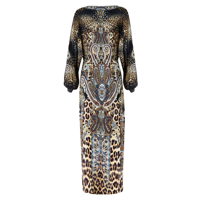 Twist Front Long Sleeve Midi Dress image number null
