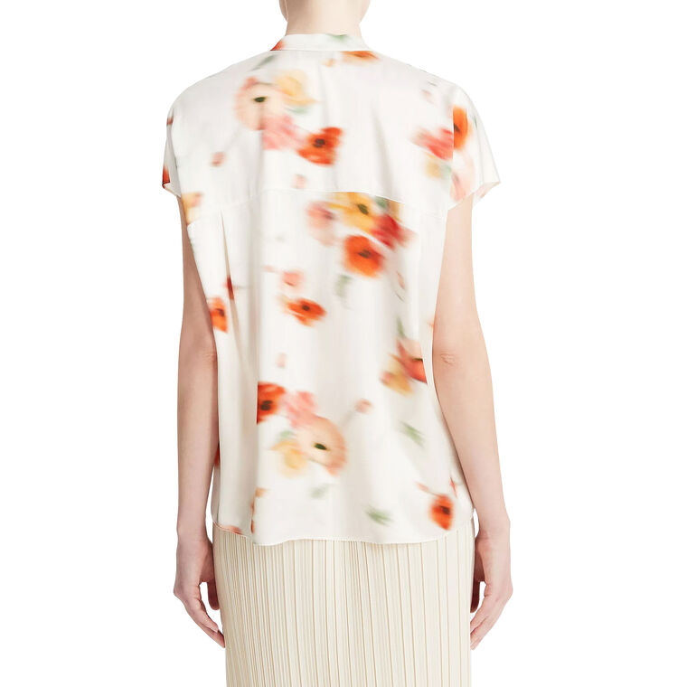 Blurred Poppy Silk Pullover Blouse image number null