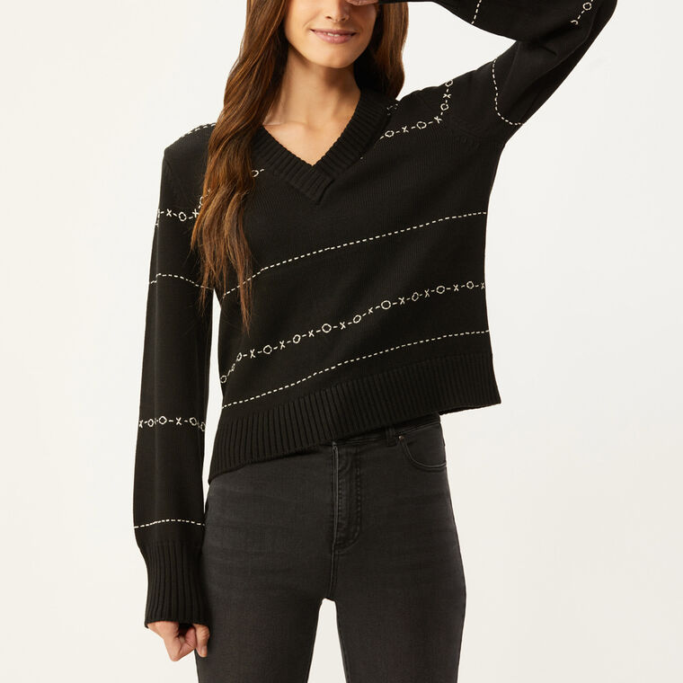 XO Embroidered Sweater image number null