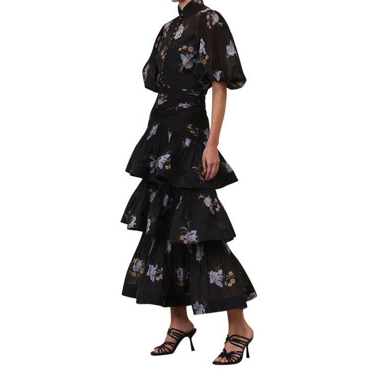 Pleated Tiered Midi Skirt image number null