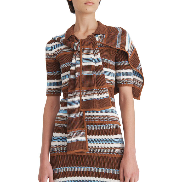 Striped Jacquard Top And Scarf image number null
