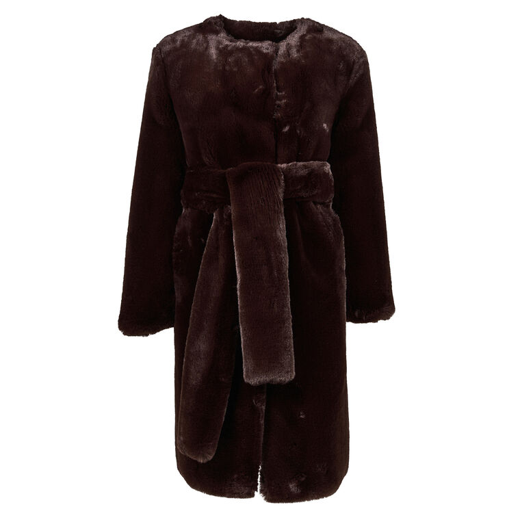 Stella Belted Faux Fur Coat image number null