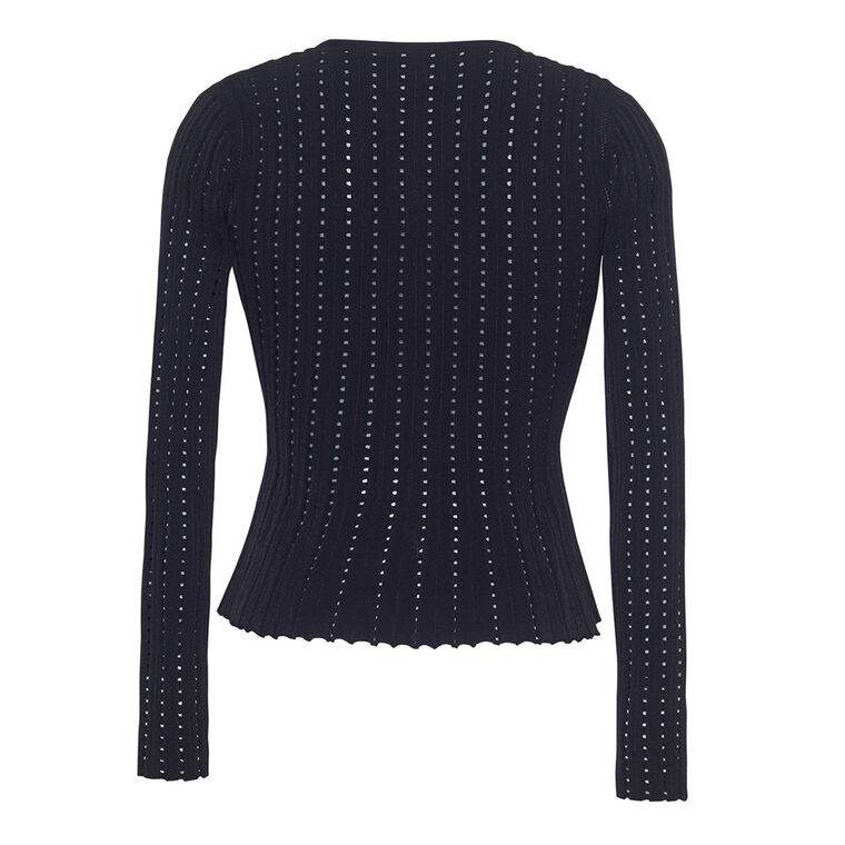 Cardigan With Peplum In Pointelle Knit image number null