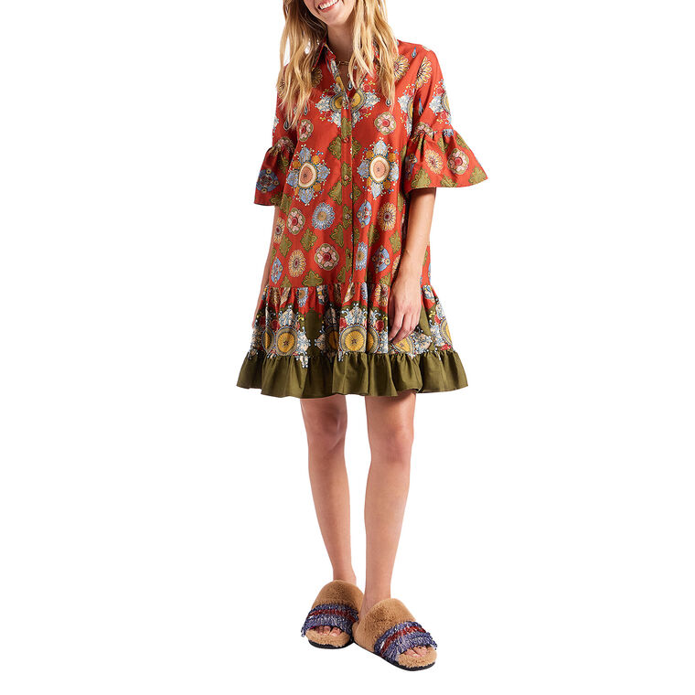 Choux Fluted Short Sleeve Mini Dress image number null