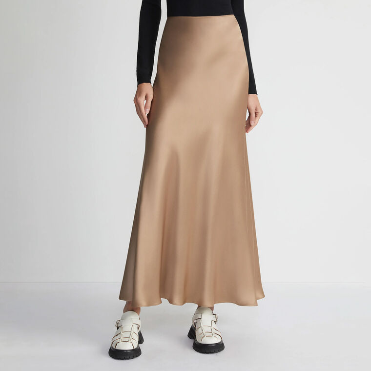 Bias Cut Flared Maxi Skirt image number null