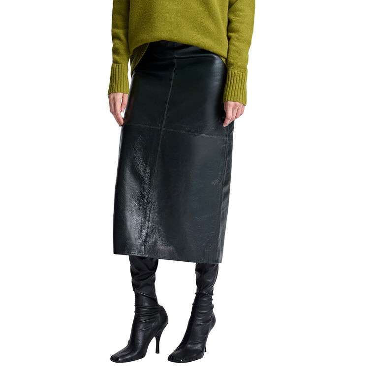 Marta Glossy Leather Midi Skirt image number null