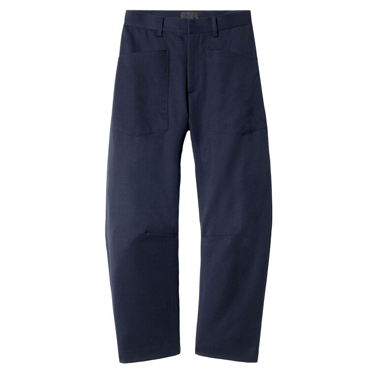 Shon Mid-Rise Wool Barrel-Leg Pant image number null