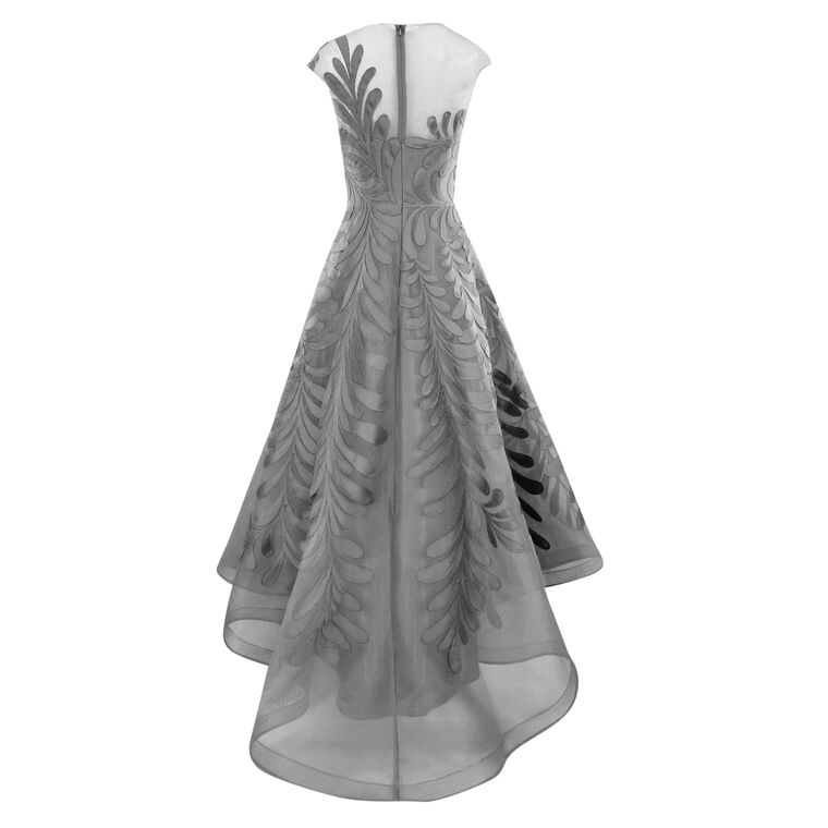 Mesh High Low Hem Dress With Mikado Floral Embroidery image number null