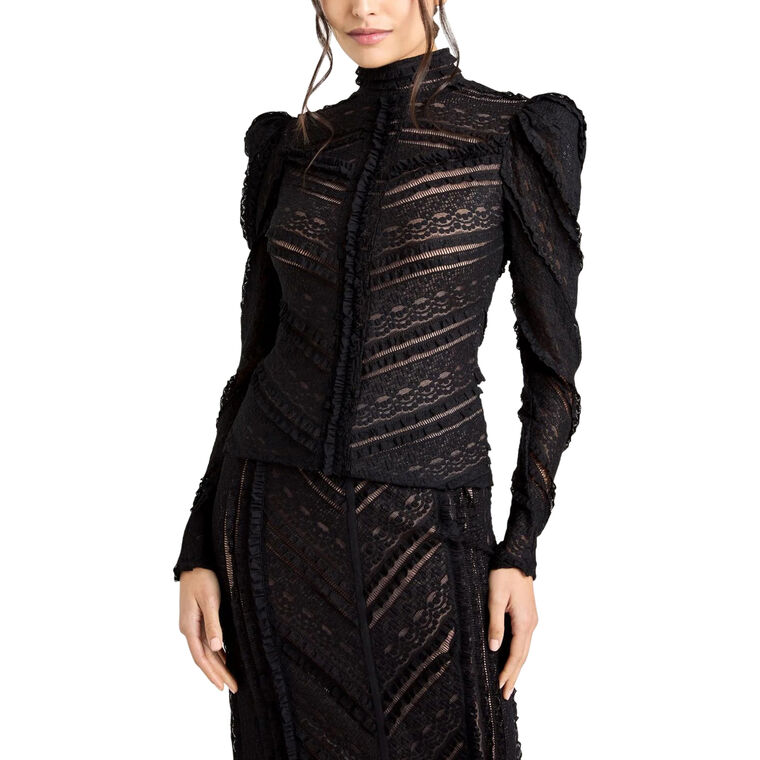 Mito Lace High Neck Long Sleeve Top image number null
