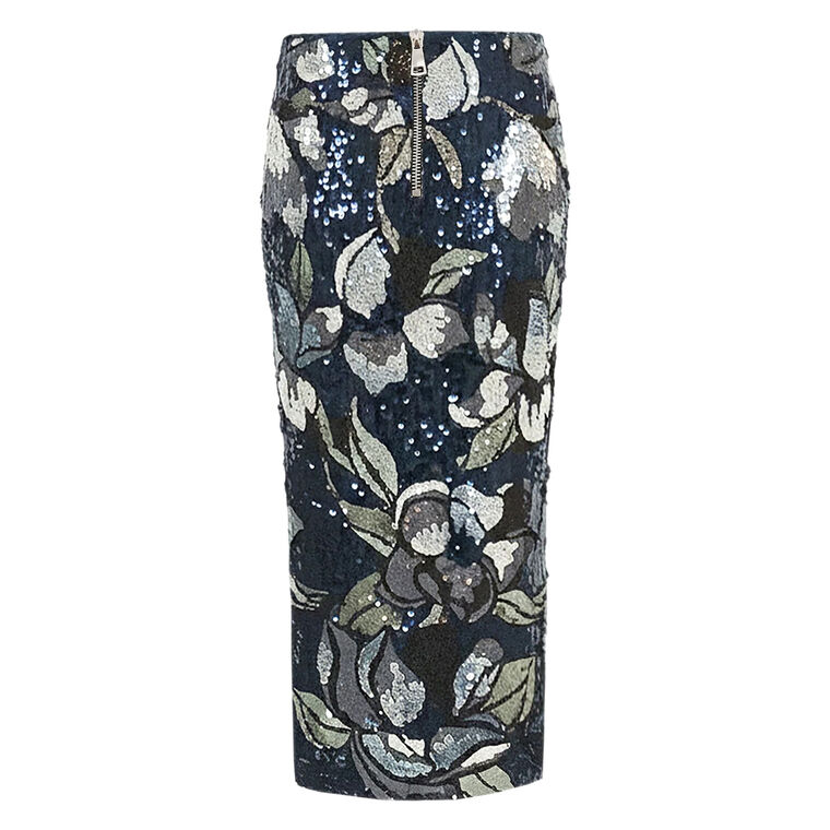 Midnight Garden Sequin Midi Skirt image number null