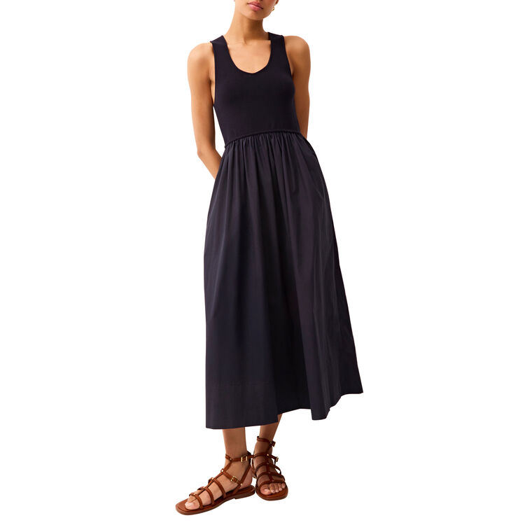 Anya Sleeveless Mixed Media Midi Dress image number null