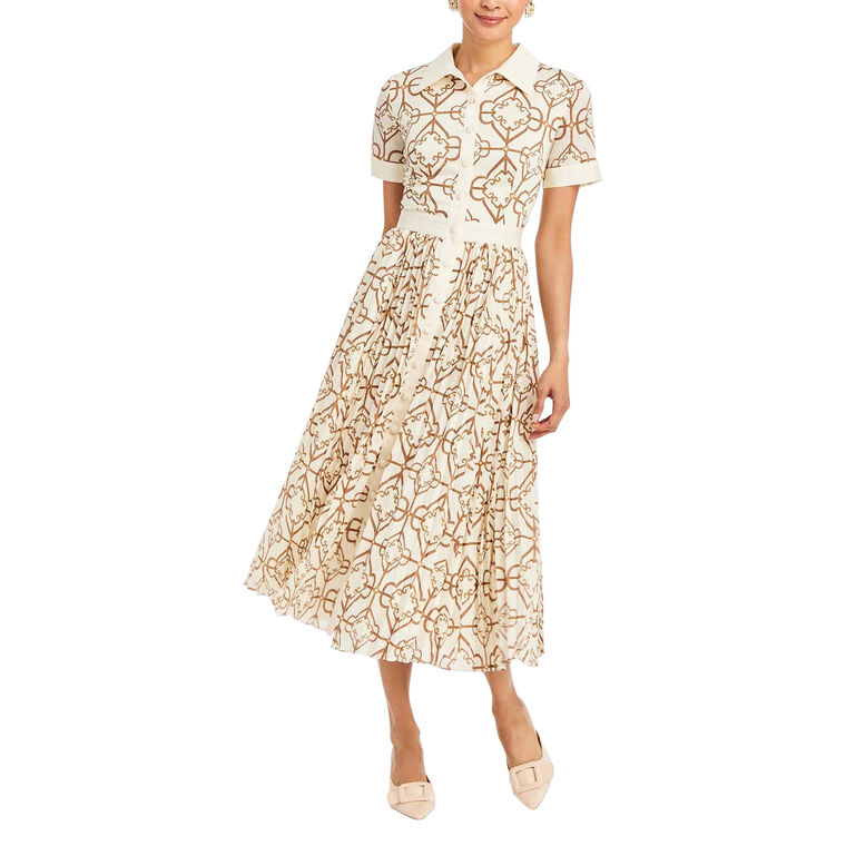 Billie Short Sleeve Collared Midi Shirtdress image number null