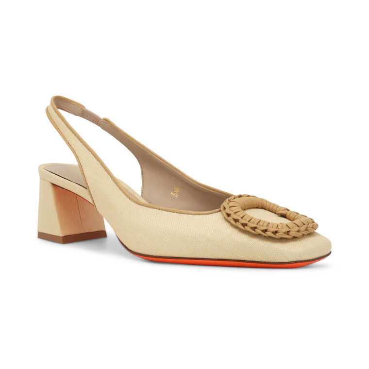Lemon 50mm Raffia Buckle Slingback Pump image number null