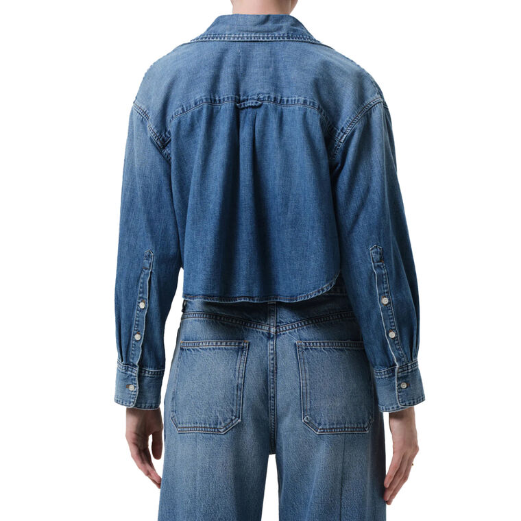 Ana Cropped Long Sleeve Denim Shirt image number null
