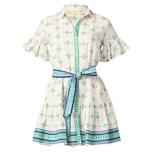 Fauna Short Sleeve Belted Mini Dress