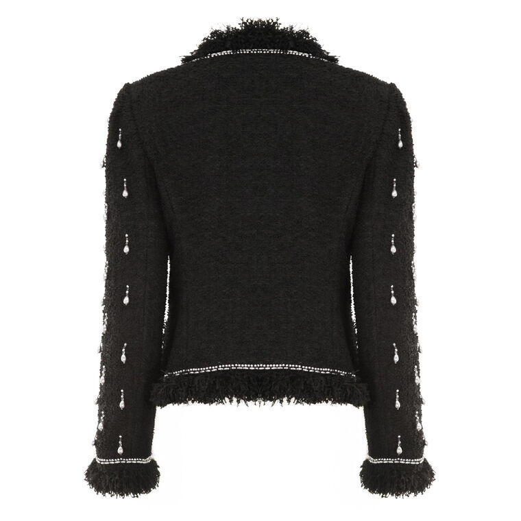 Hana Beaded Fringe-Trim Tweed Jacket image number null