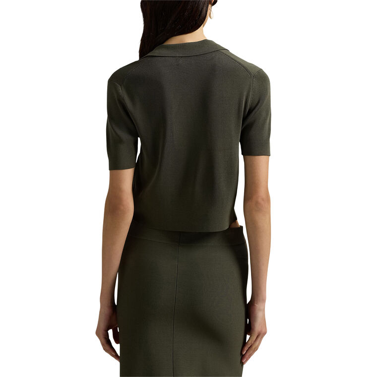 Short Sleeve Polo Collar Cardigan Sweater image number null