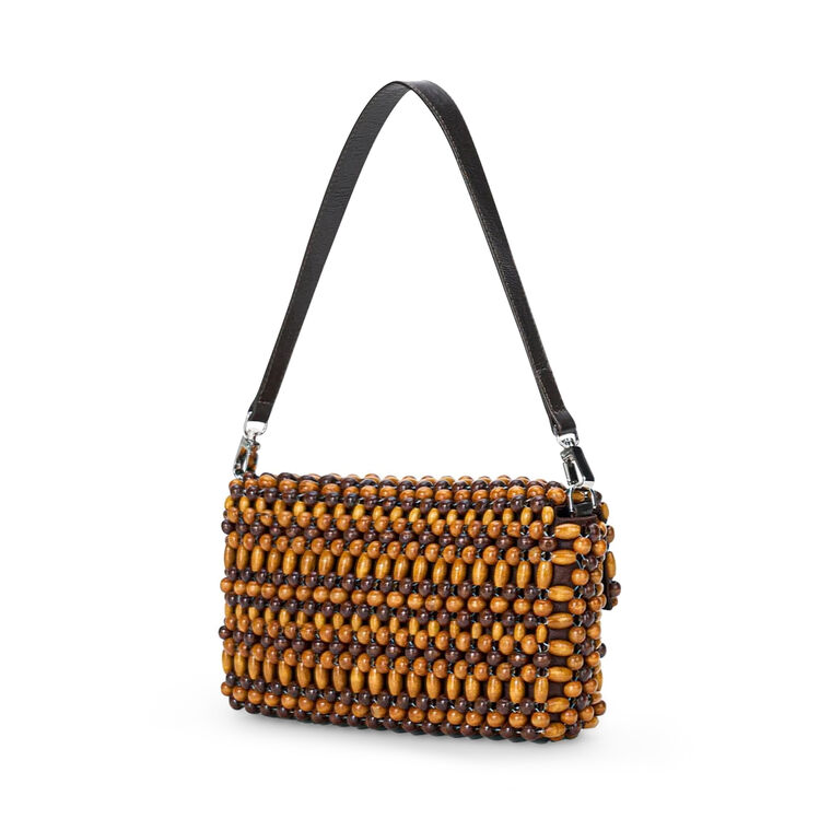 Timmy Wood-Beaded Convertible Shoulder Bag image number null