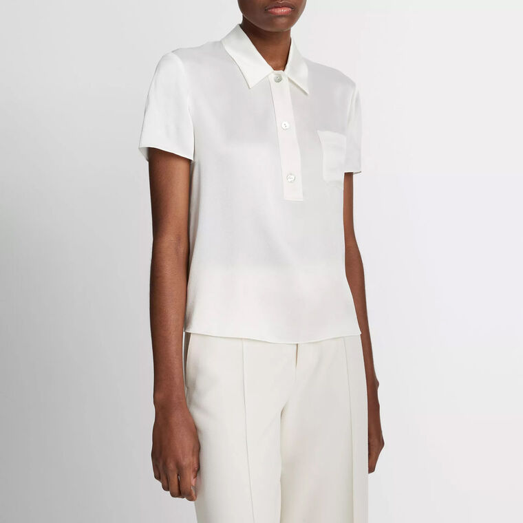 Silk Short-Sleeve Polo Shirt image number null