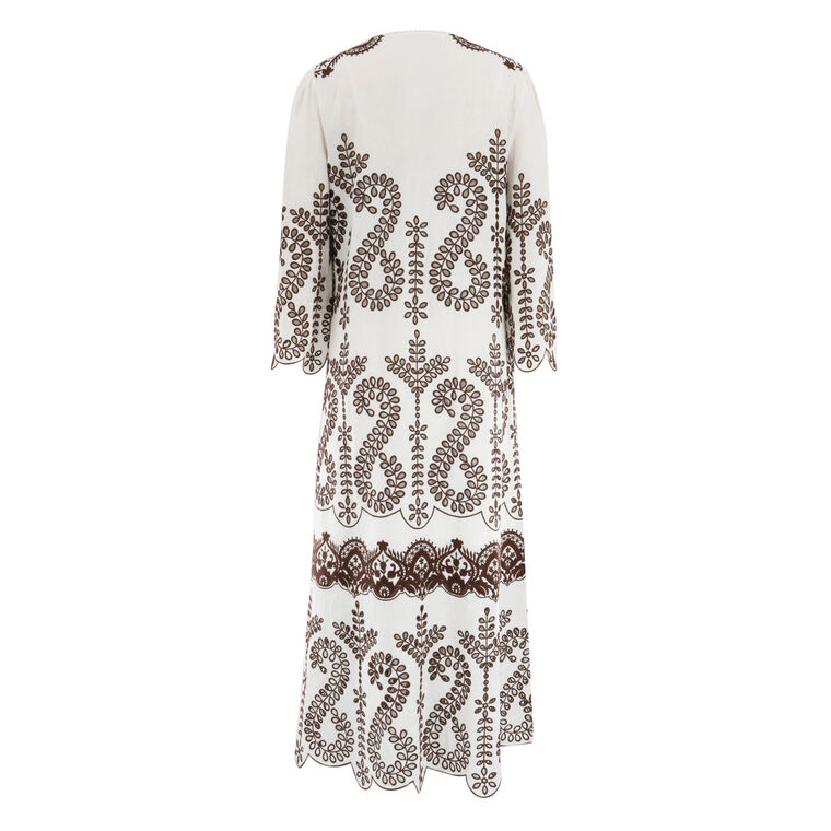 Norah Long Sleeve Embroidery Midi Dress image number null