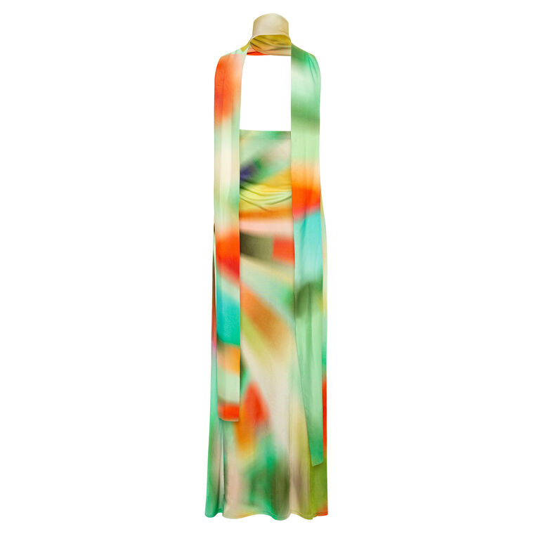 Misty Sun-Ray Printed Strapless Jersey Dress image number null