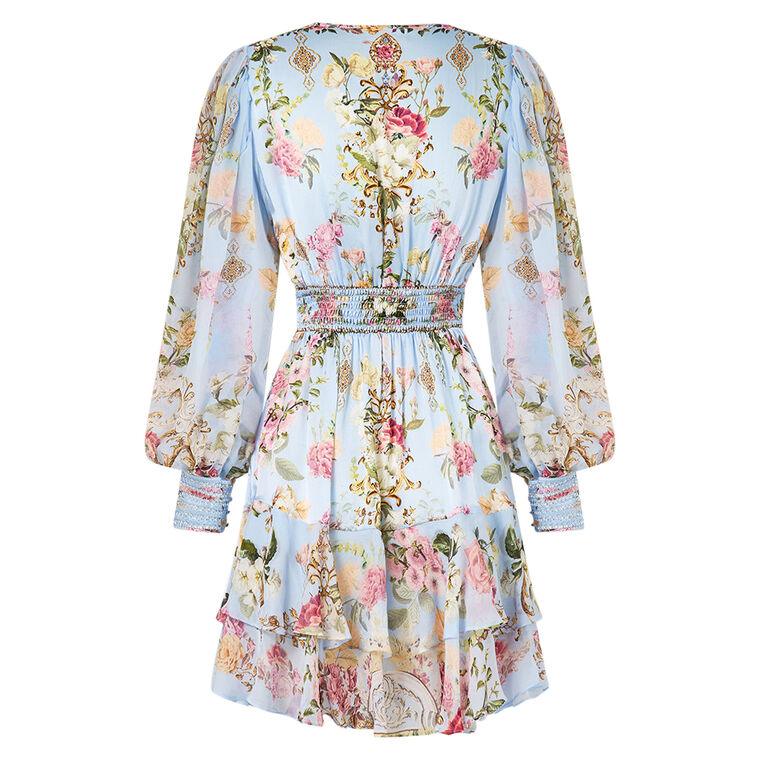 Long Sleeve Button Front Frill Mini Dress image number null