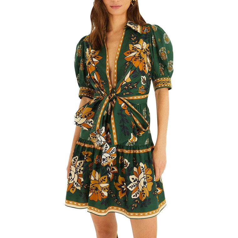 Ayla Short Puff Sleeve Organic Cotton Mini Dress image number null