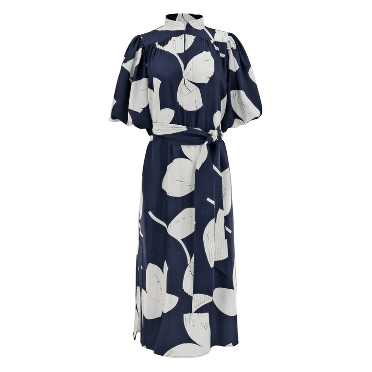 Dani Puff Sleeve Belted Midi Dress image number null