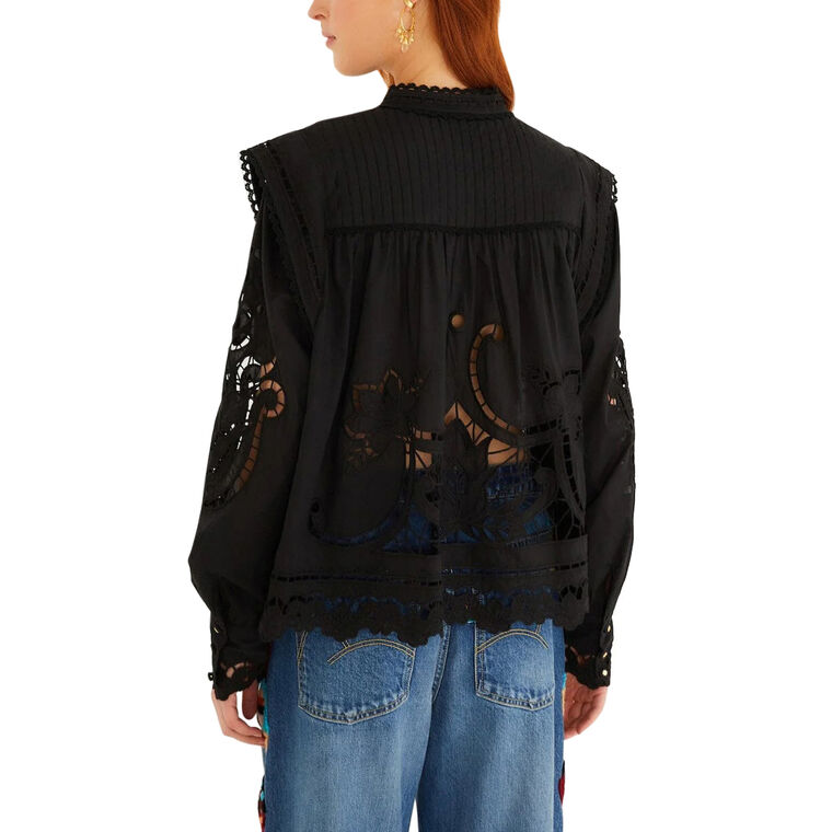 Richelieu Puff Sleeve Organic Cotton Blouse image number null