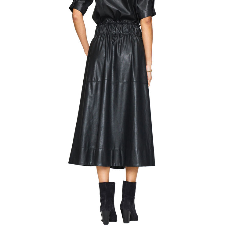 The Issa Vegan Leather Midi Skirt image number null