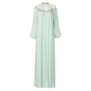 Elline Long Sleeve Lurex Georgette Hand Embroidered Gown