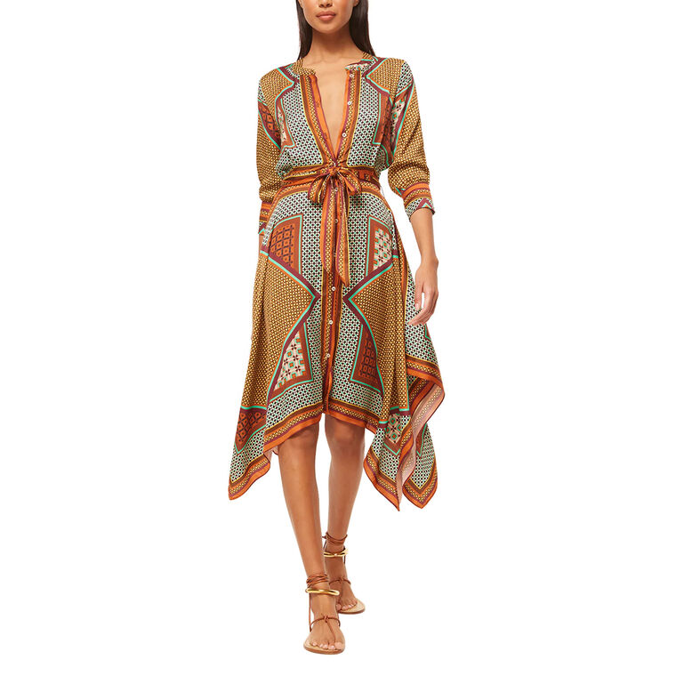Solmaz Hankerchief Hem Midi Dress image number null