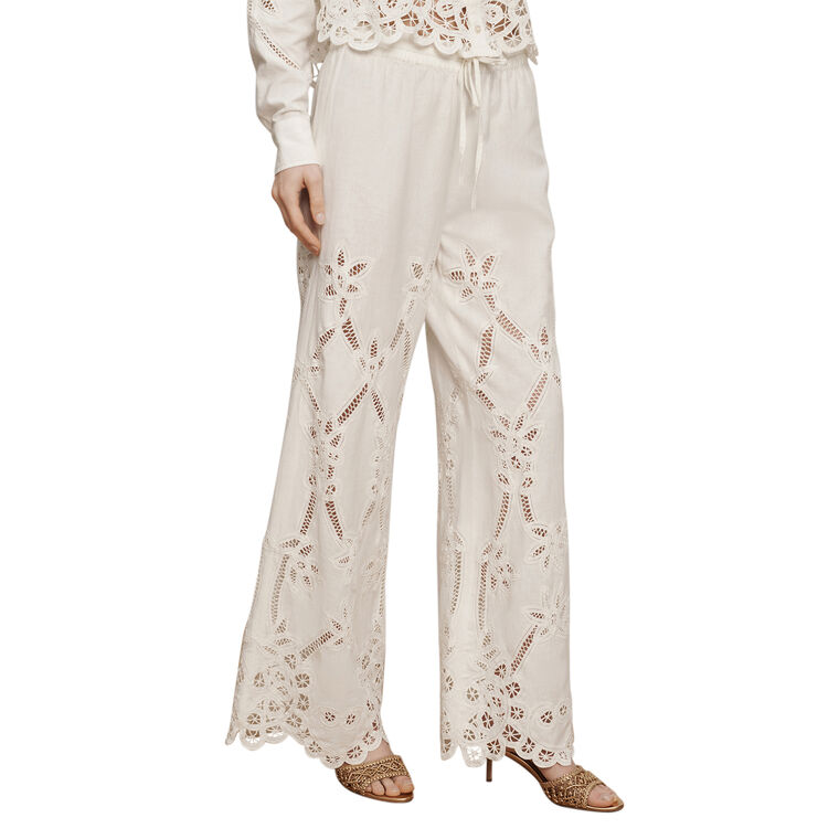 Daisy Eyelet Wide-Leg Pant image number null