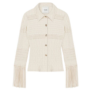 Niceta Fringed Woven Seersucker Blouse