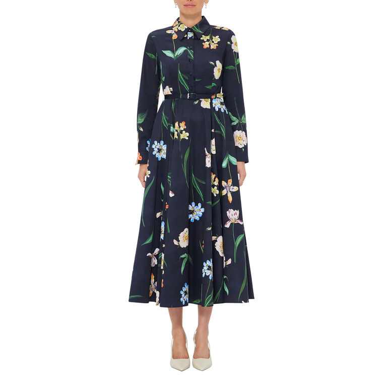 Zara Long Sleeve Belted Midi Shirtdress image number null