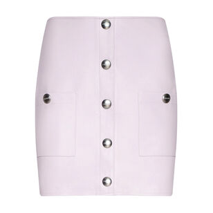 Truman Vegan Leather Patch Pocket Snap Front Mini Skirt