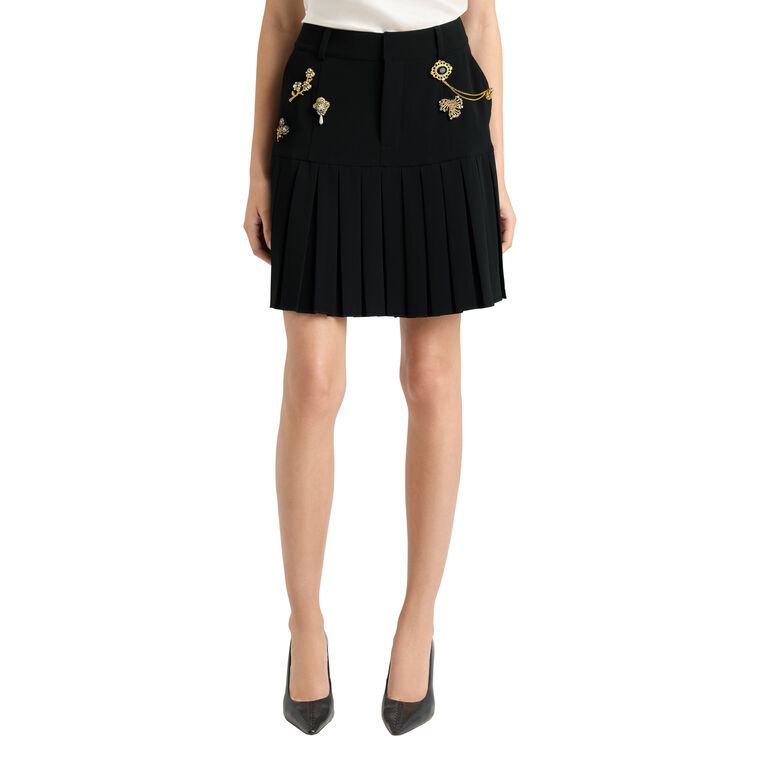 Bane Pleated Mini Skirt With Gold Brooches image number null
