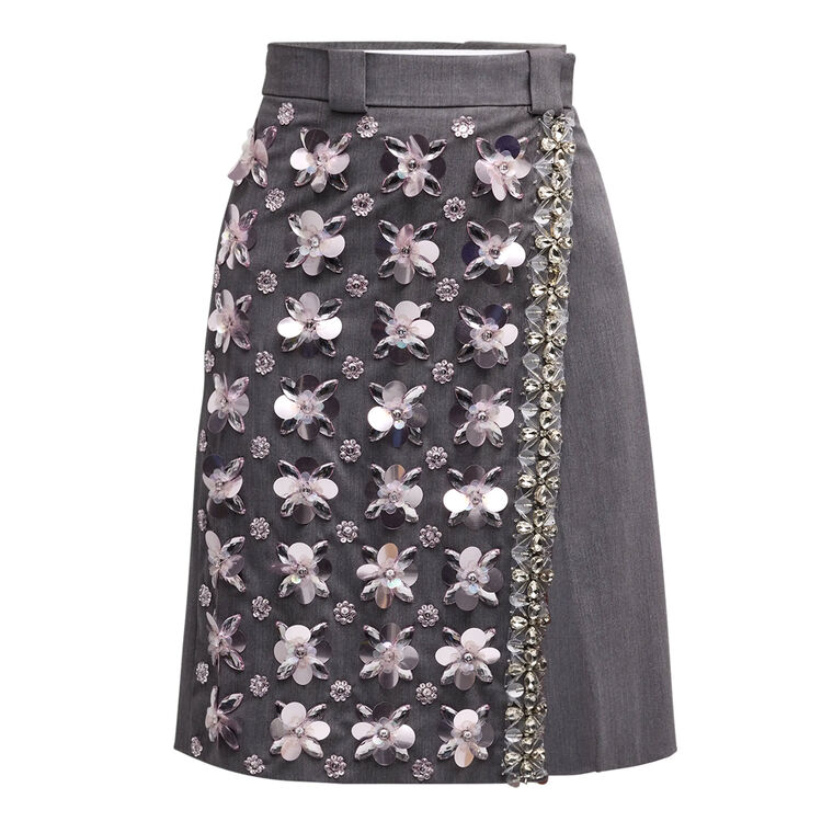 Embellished Wrap Suiting Skirt image number null
